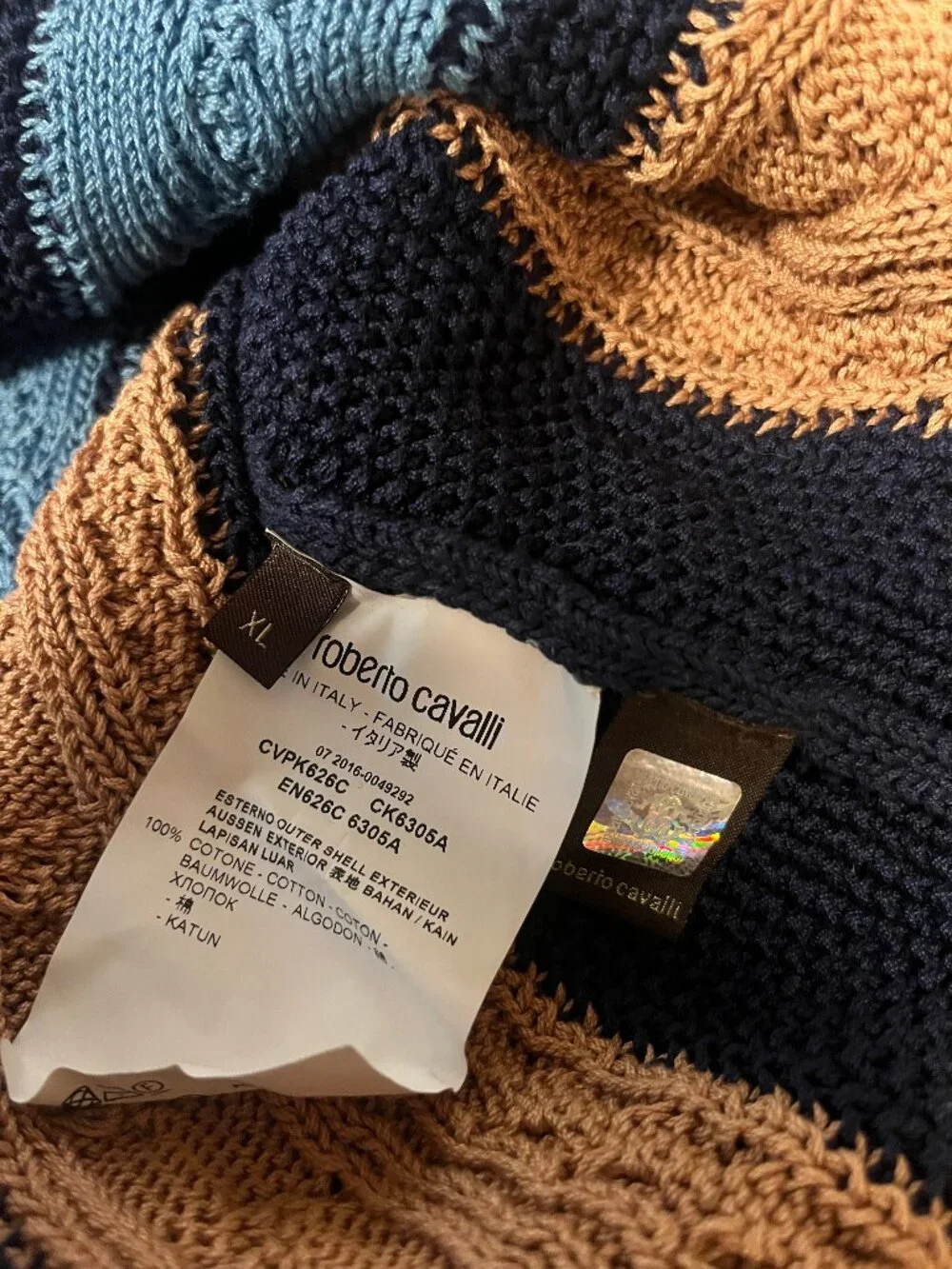 Roberto Cavalli Striped Cable Knit Sweater Made in Italy